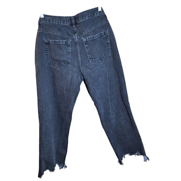 We the Free Women 28 Black Button Fly Distressed "Maggie" Cotton Denim Jeans - Picture 3 of 8